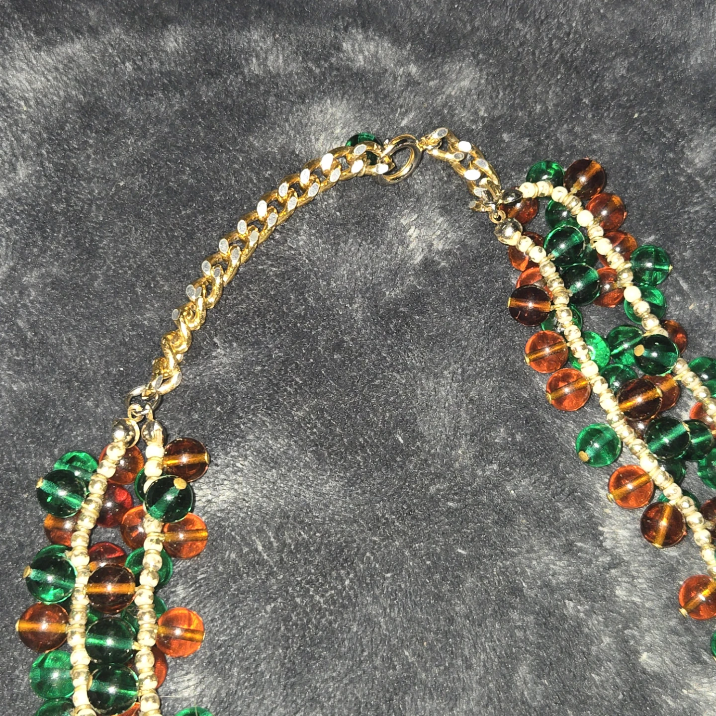 Green and Amber Beaded Necklace - photo 3