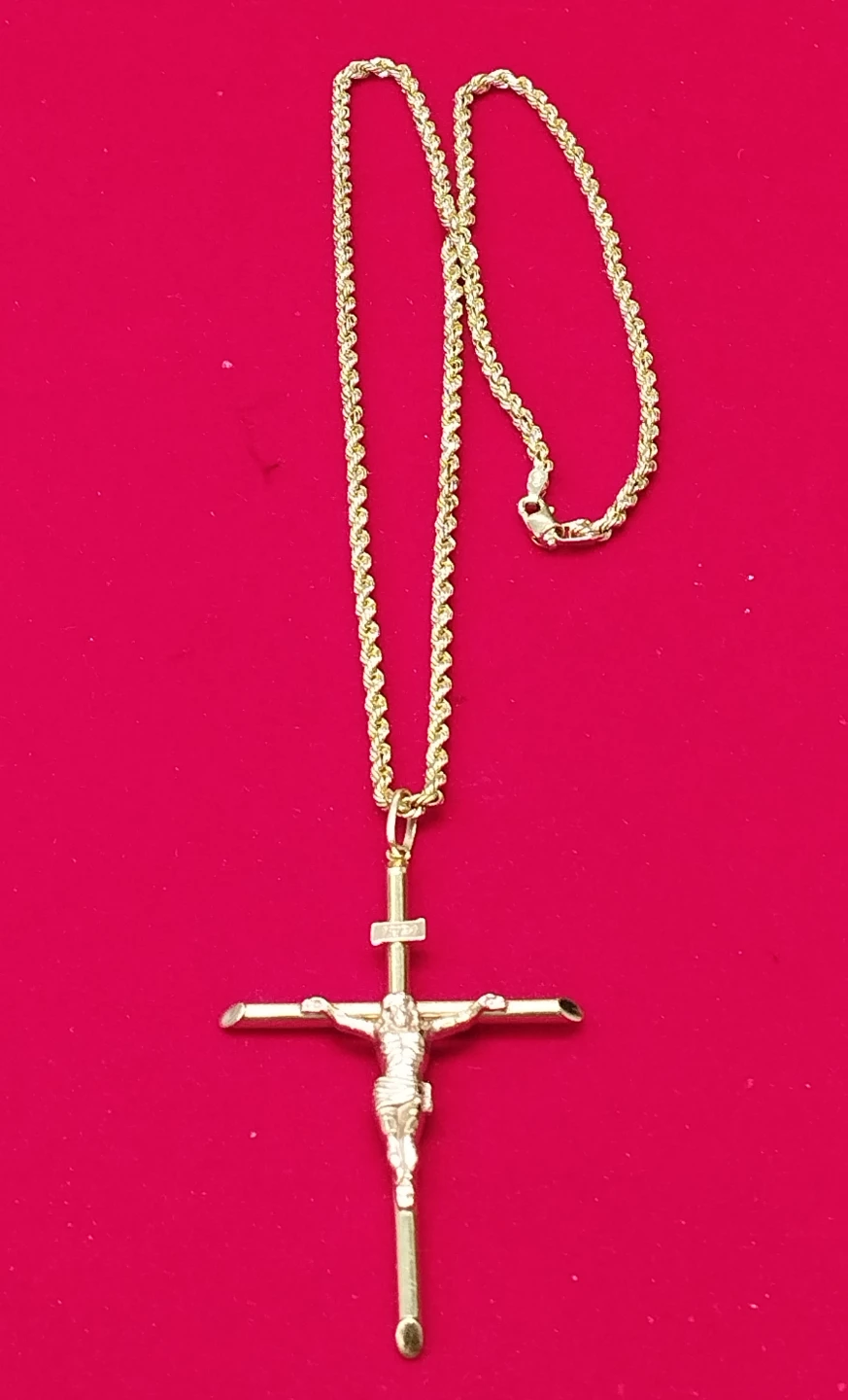 Gold-Tone Crucifix Peorondant and Chain