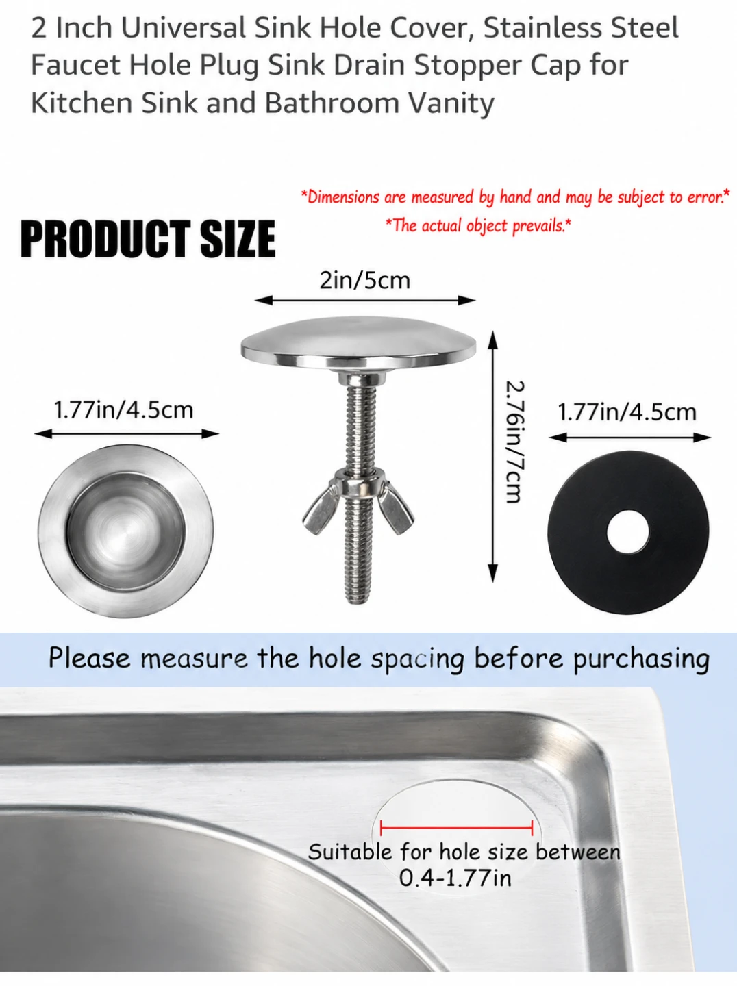 4x2 Inch Universal Sink Hole Cover - photo 3