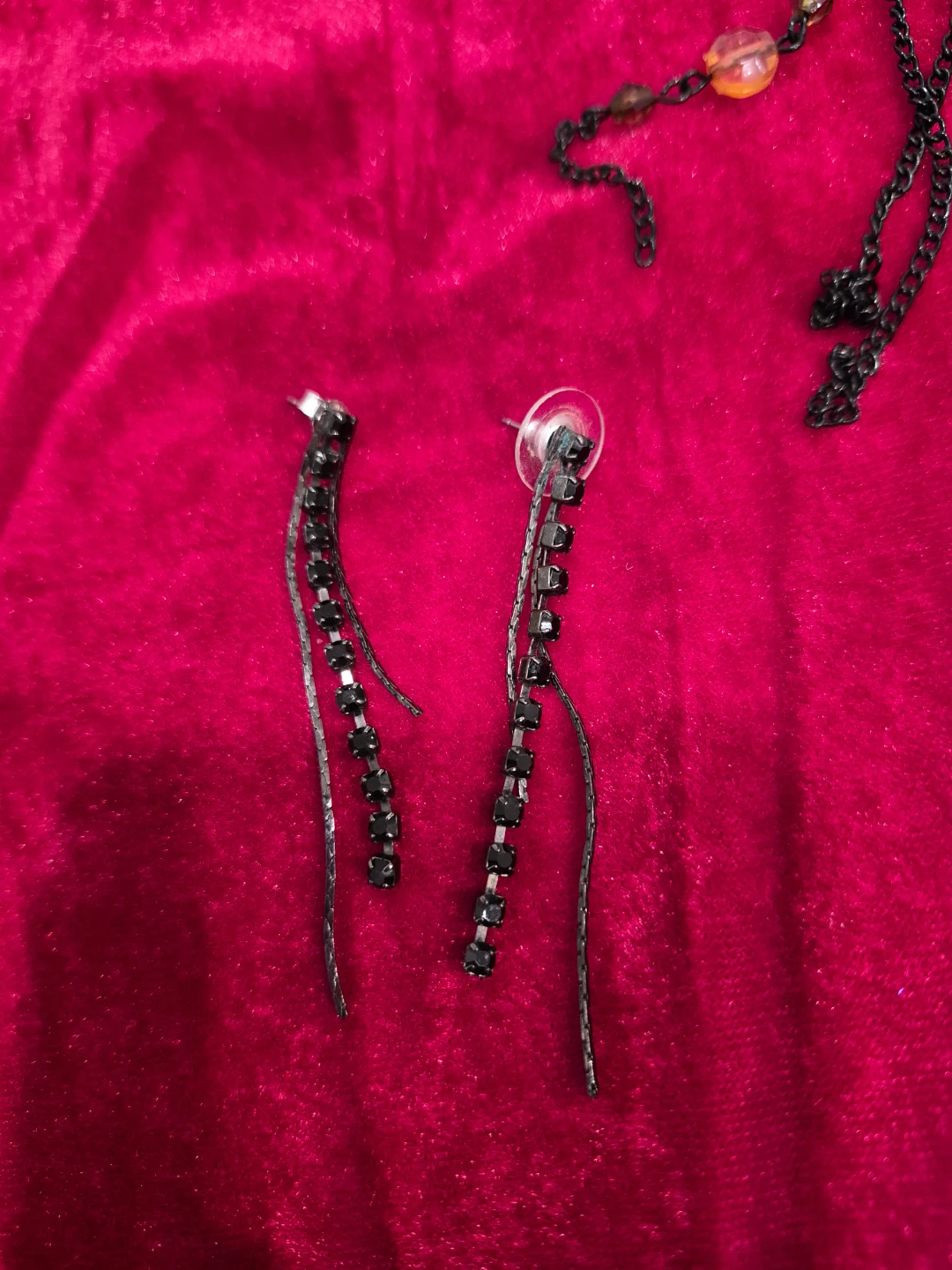 Black Rhinestone Drop Earrings