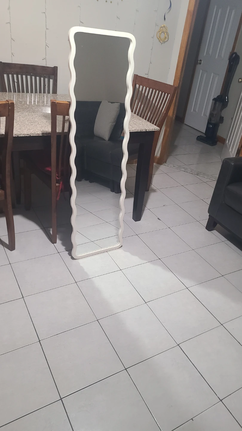 White Wavy Full Length Floor Mirror - photo 2