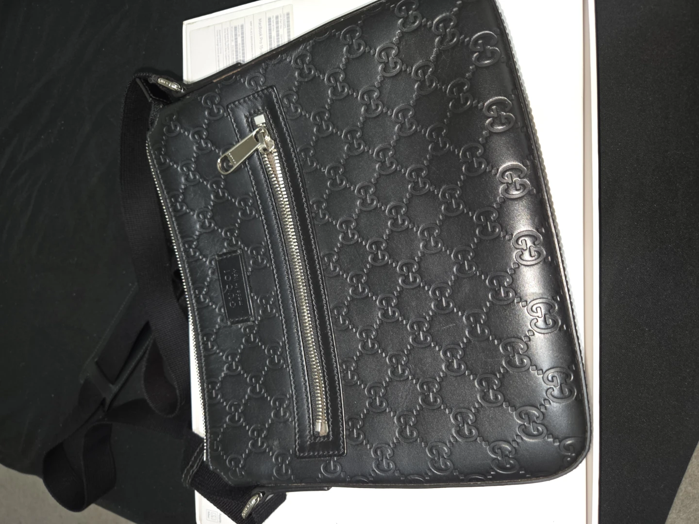Gucci Signature Leather Messenger Bag