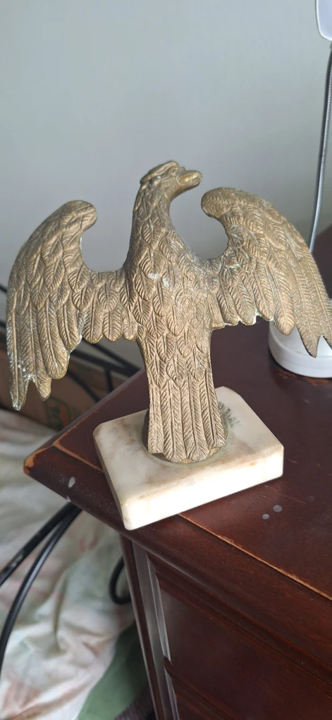 Vintage Brass Eagle Statue on Marble Base - photo 2