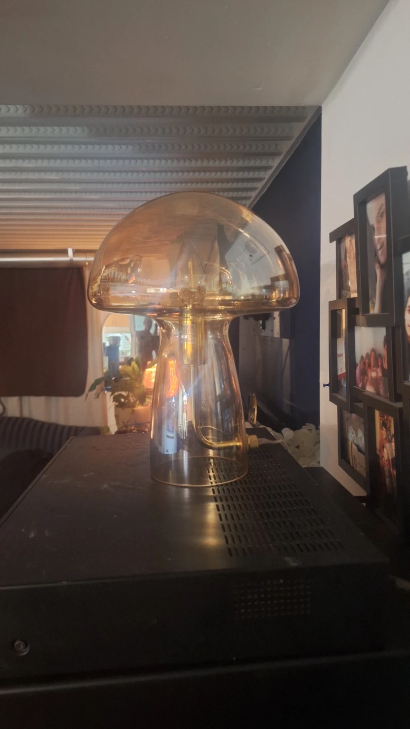 Amber Glass Mushroom Table Lamp - photo 2