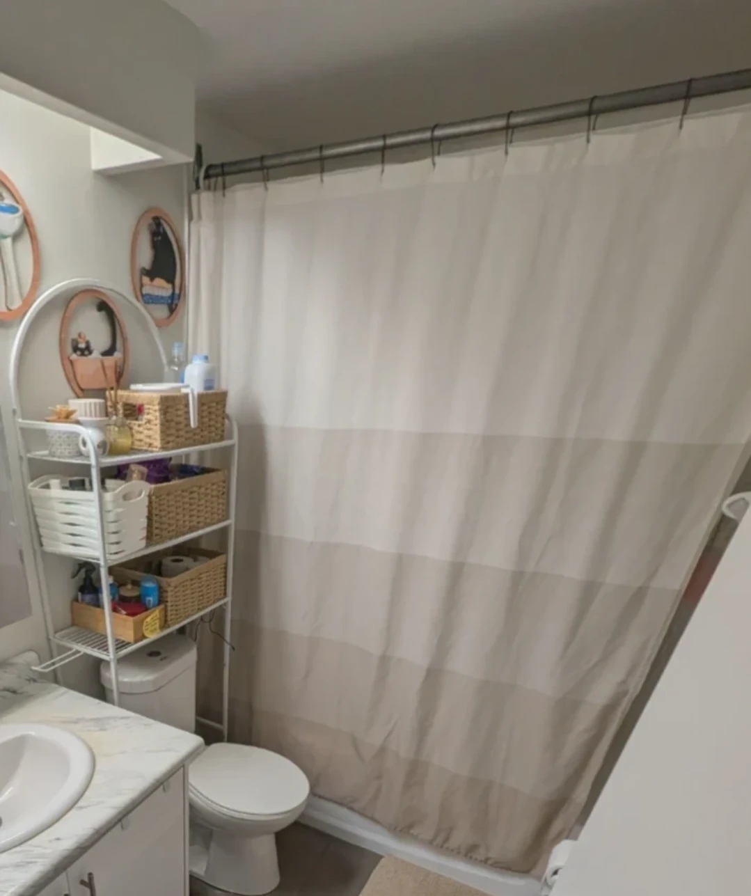 Fabric Beige Striped Shower Curtain 🏈 - photo 2