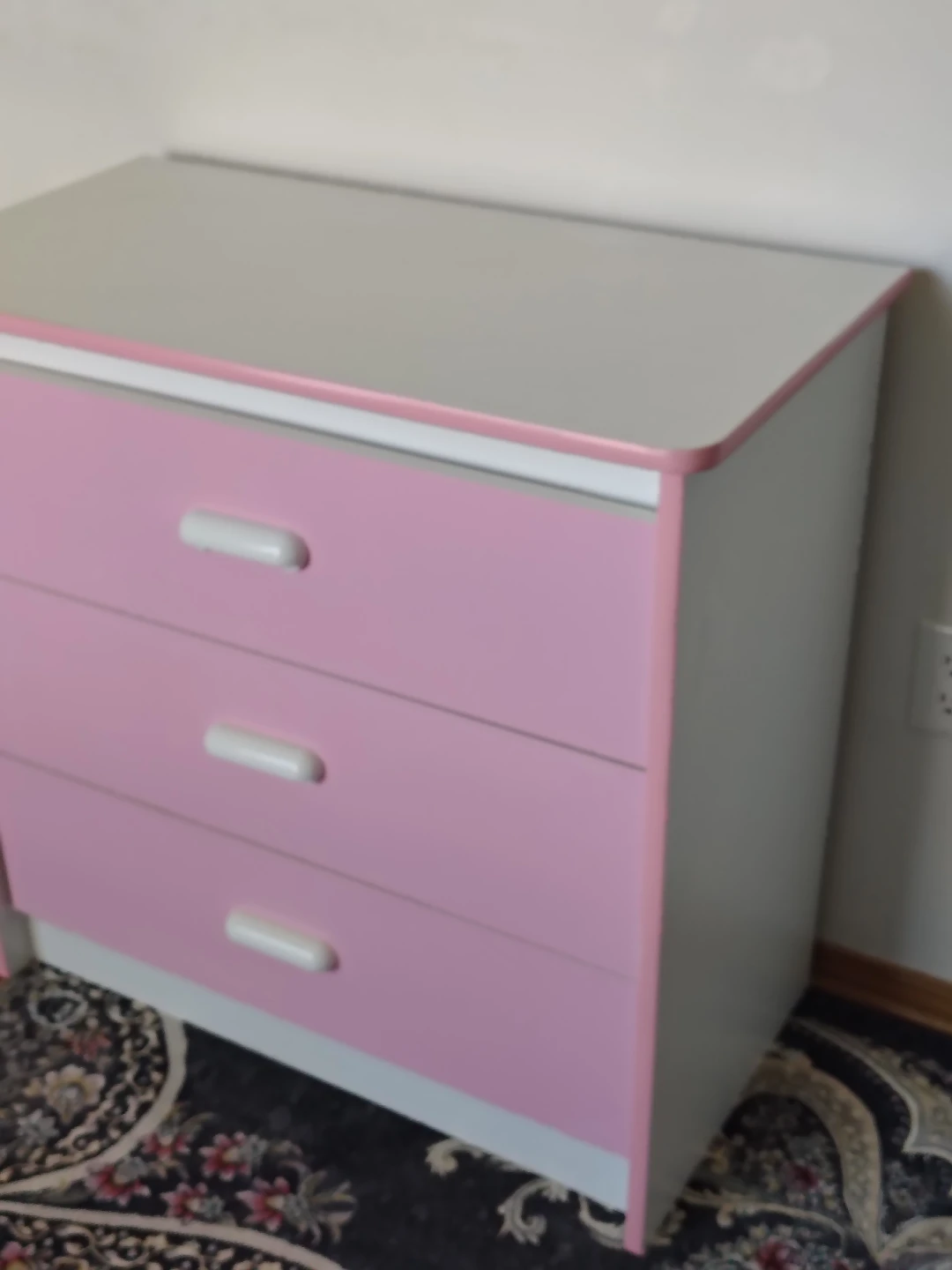 3-Drawer Pink and White Dresser - photo 3