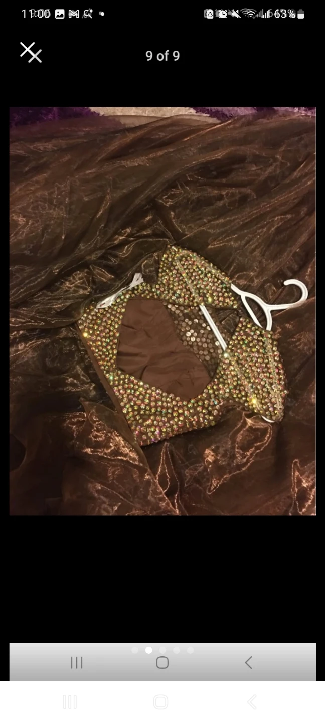 Two-Piece Brown Gown with Crystal Embellishments