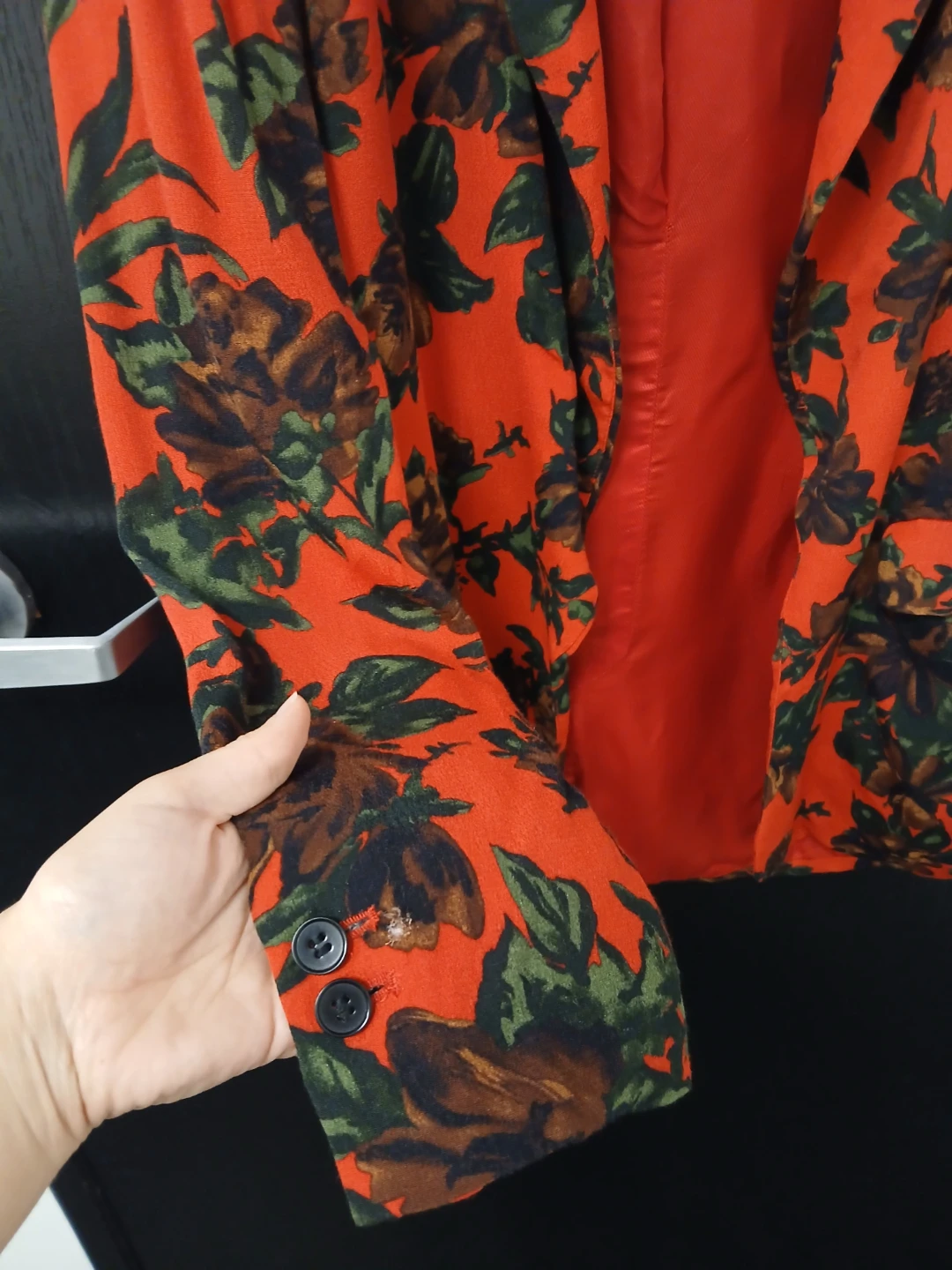 Zara red floral open blazer size small S - photo 5