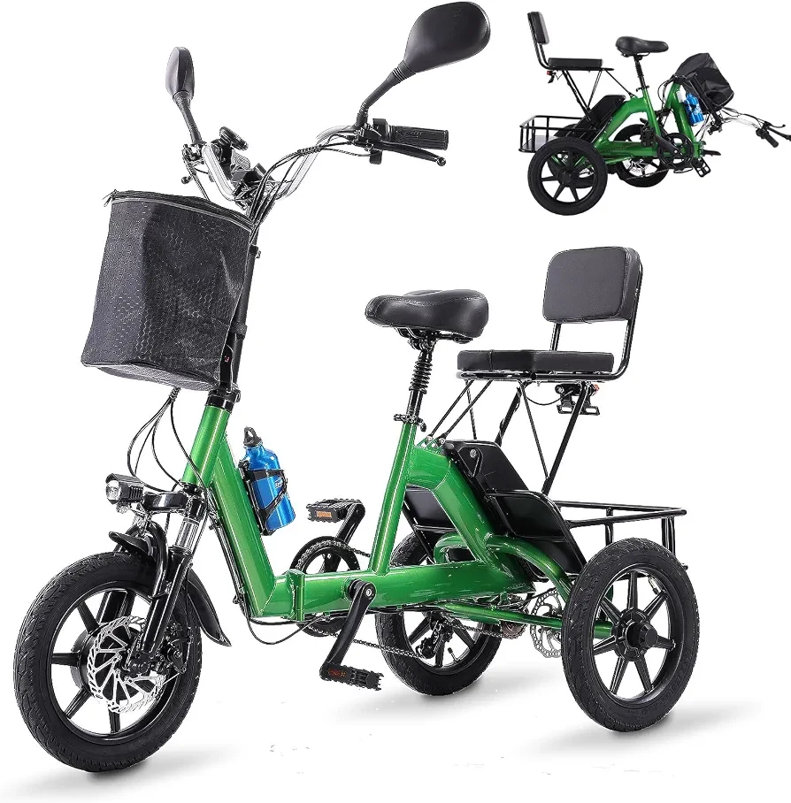 48v Electric Tricycle with Basket and Passenger Seat - photo 2