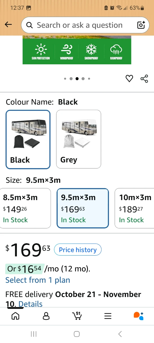 HFKJway RV Camper Cover, Black, 9.5m x 3m - photo 2