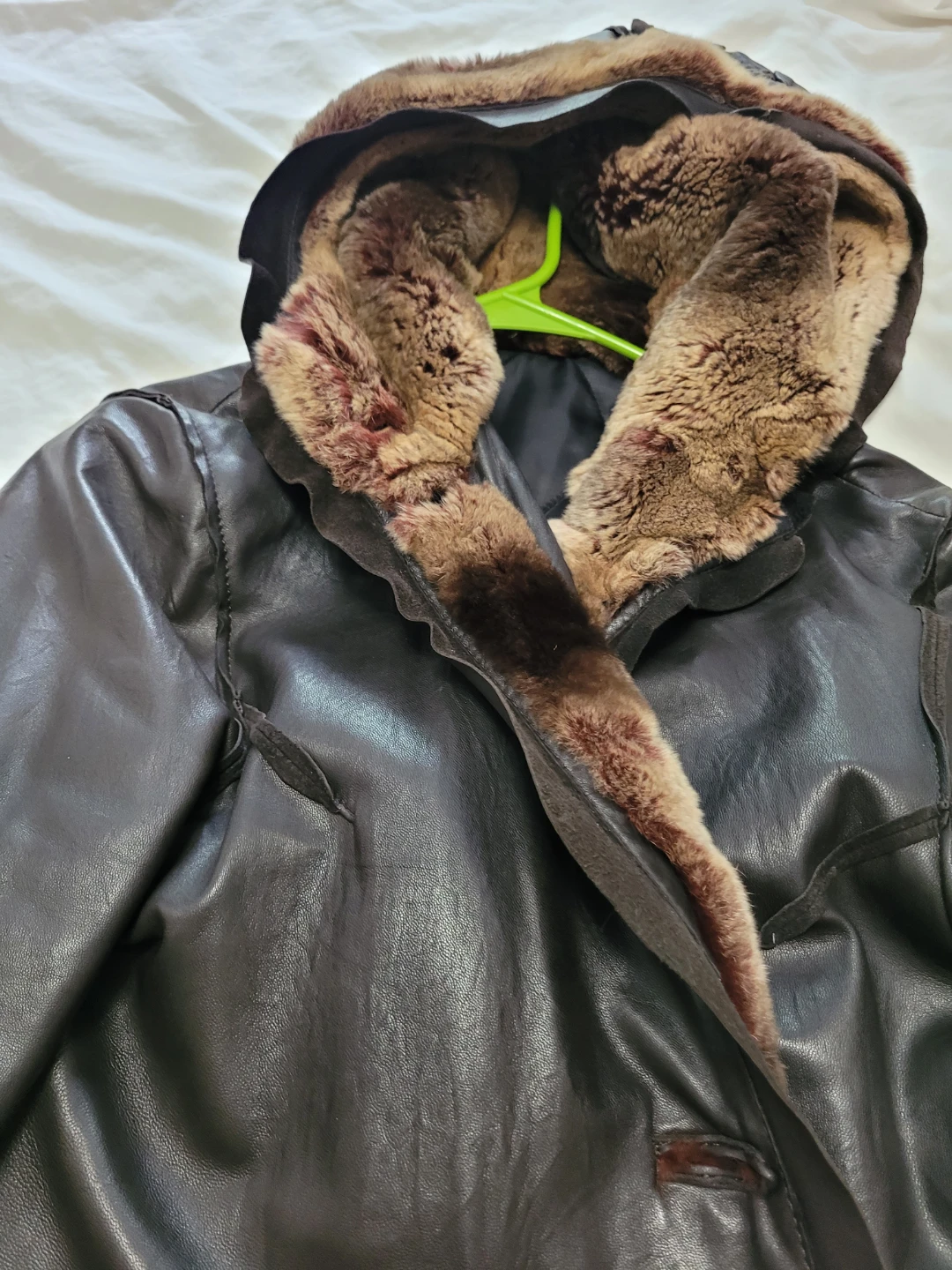 Dark Brown Leather Hooded Coat🏈 - photo 3
