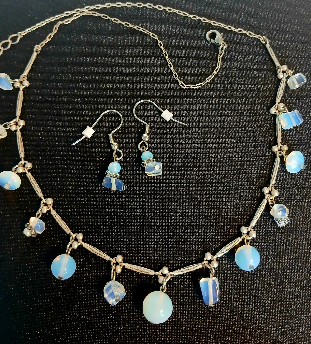 Moon stone necklace and earring set