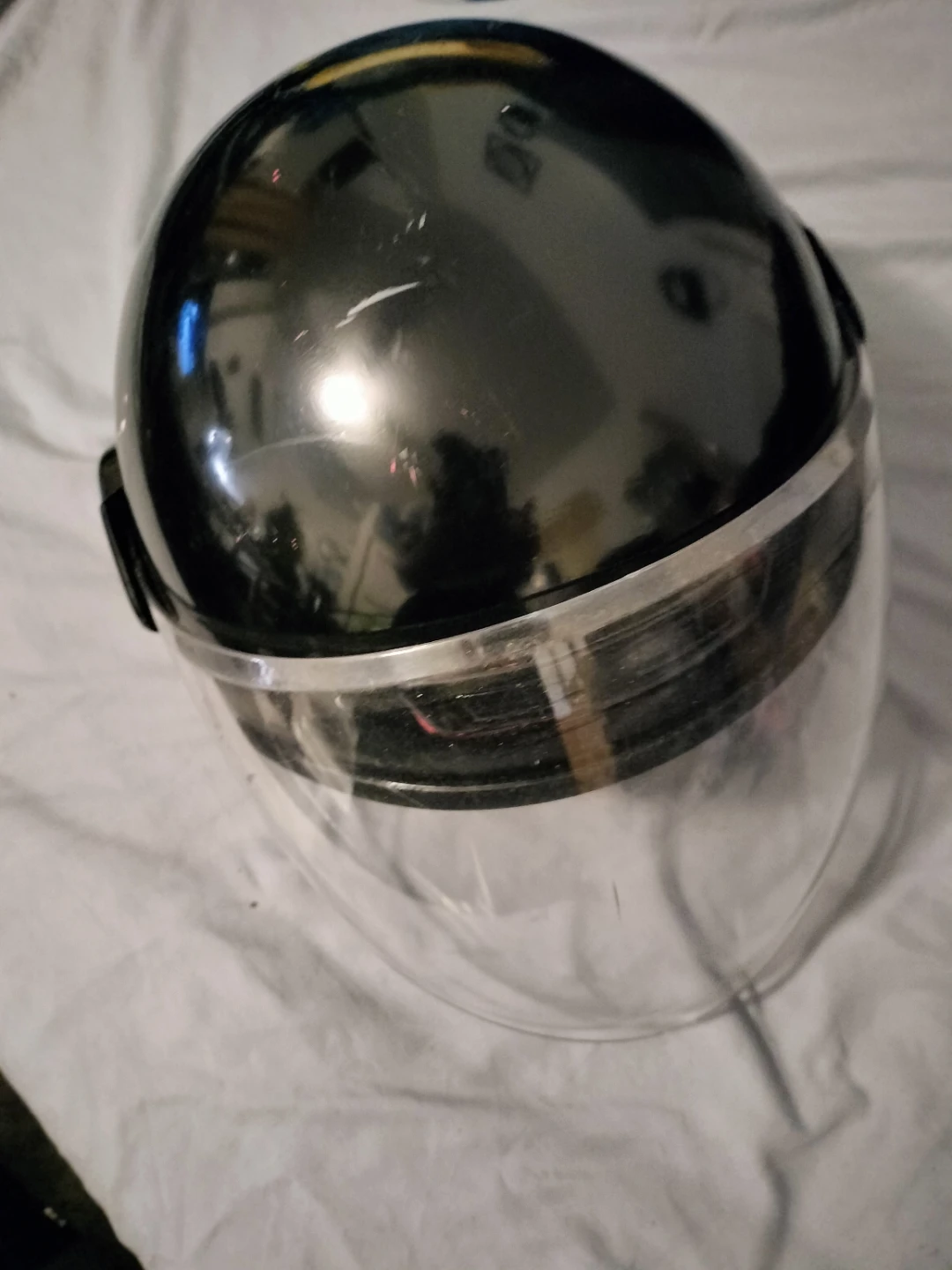 Black Motorcycle Helmet with Clear Visor