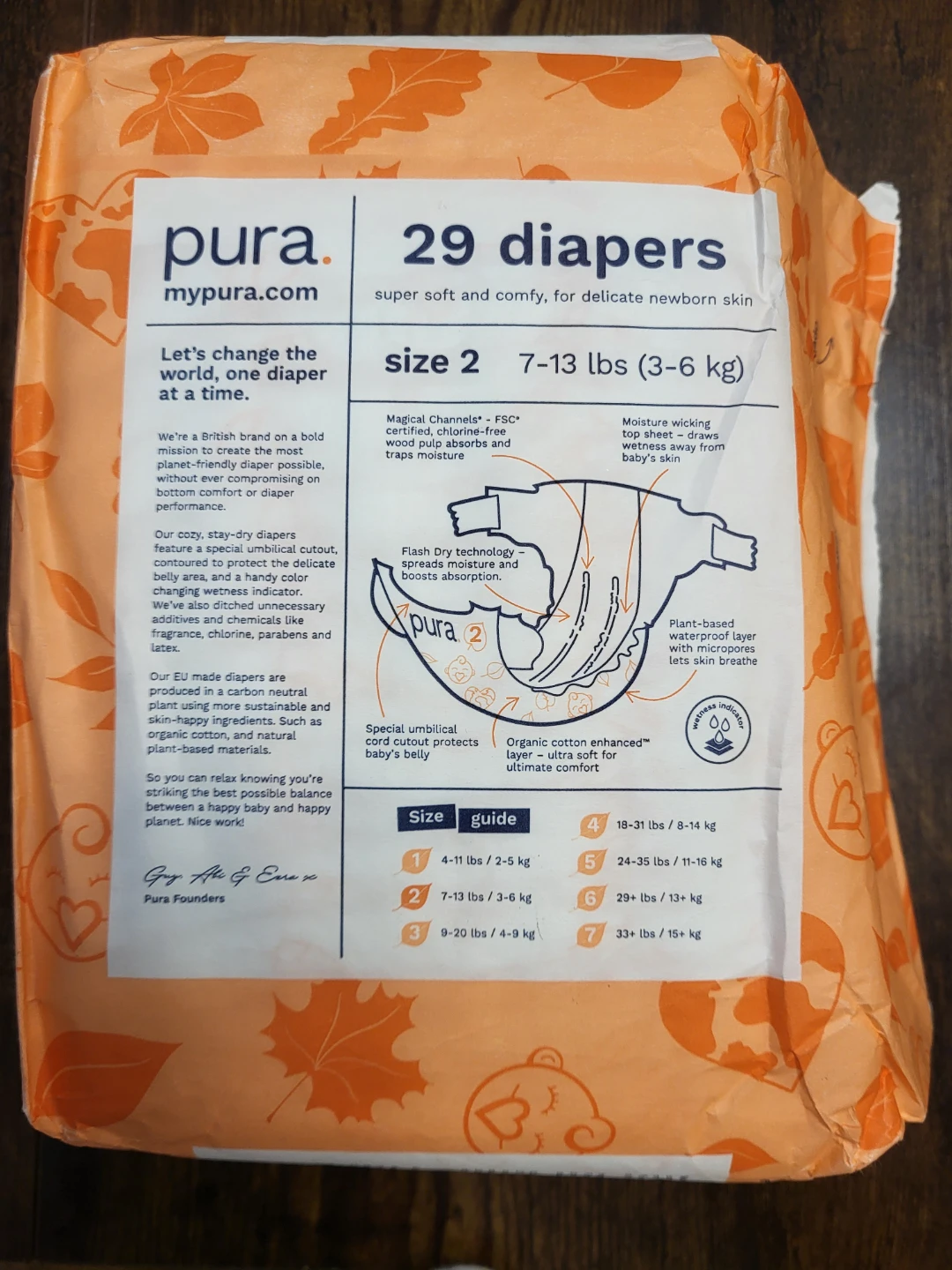 Pura Plant-Based Eco Baby Diapers - Size 2 (29 Ct) - photo 2