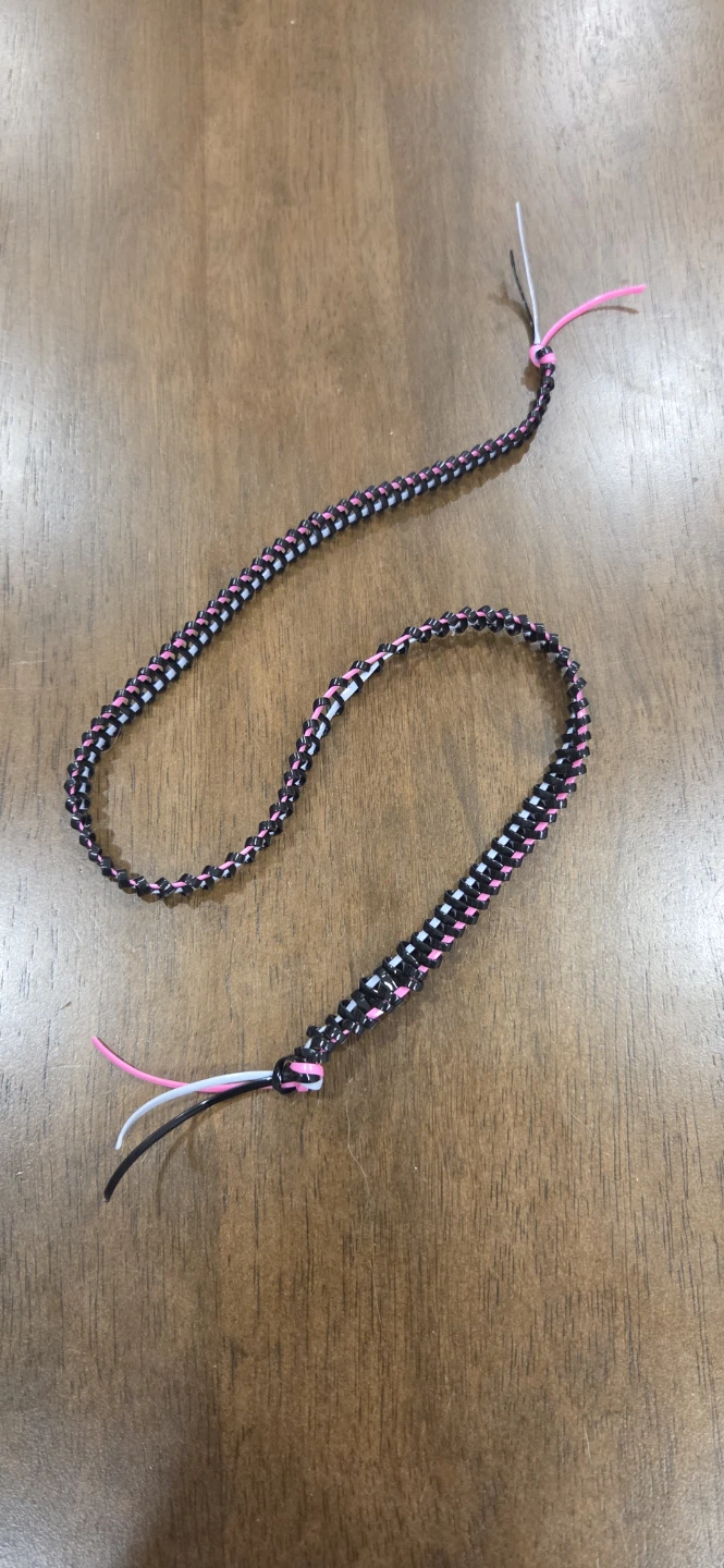 Handmade Braided Cord with Pink and White Accents