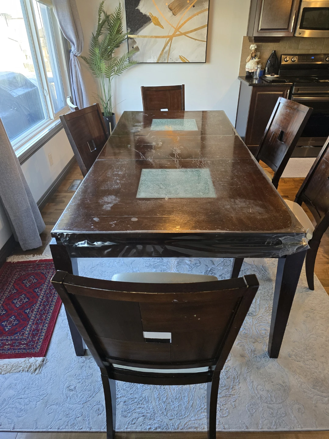 Dark Wood Dining Table and Chairs Set - photo 3