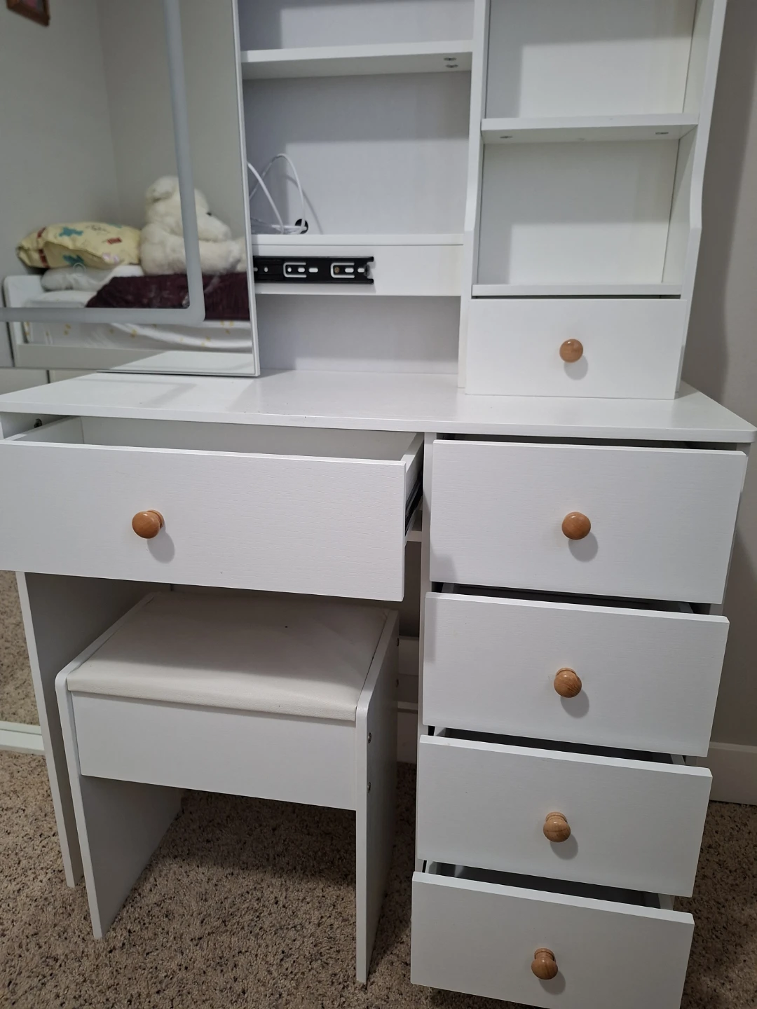 White Vanity with LED Mirror and Stool - photo 2