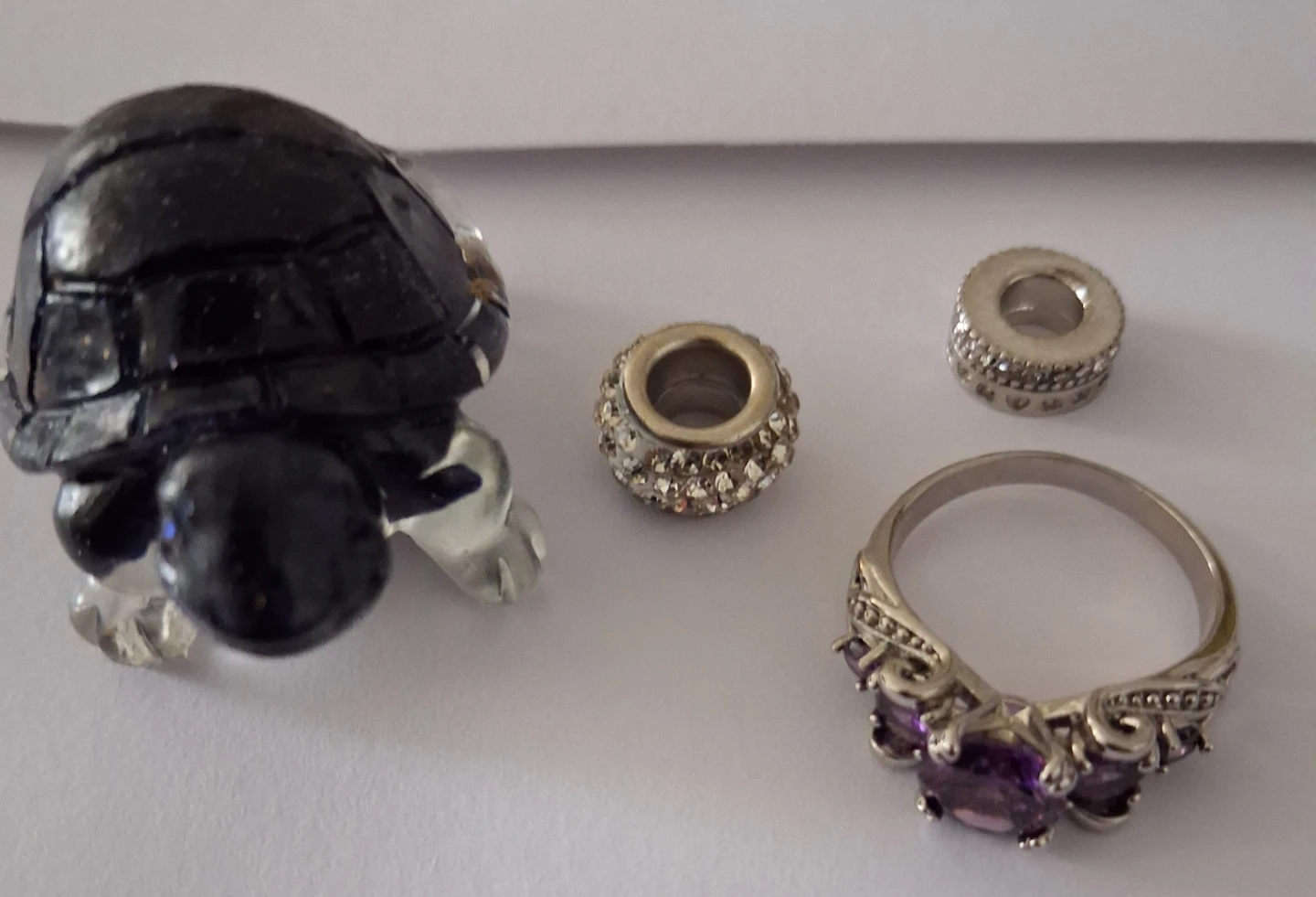 Jewellery Set: Turtle , Crystal Beads, and Purple Ring - photo 2