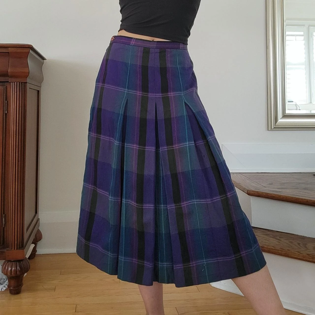 Vintage plaid wool skirt