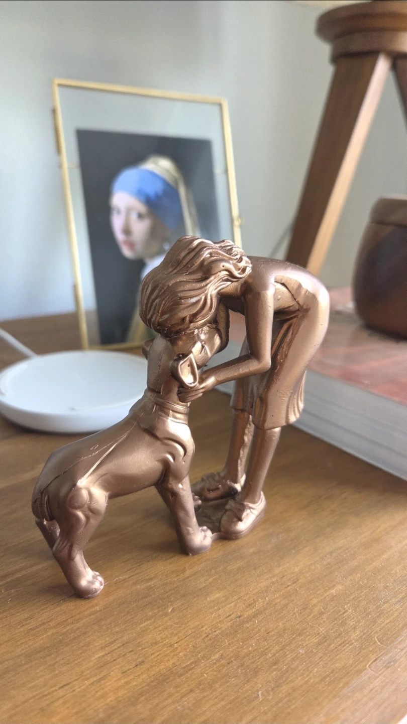 Woman & Dog Bronze Sculpture *new