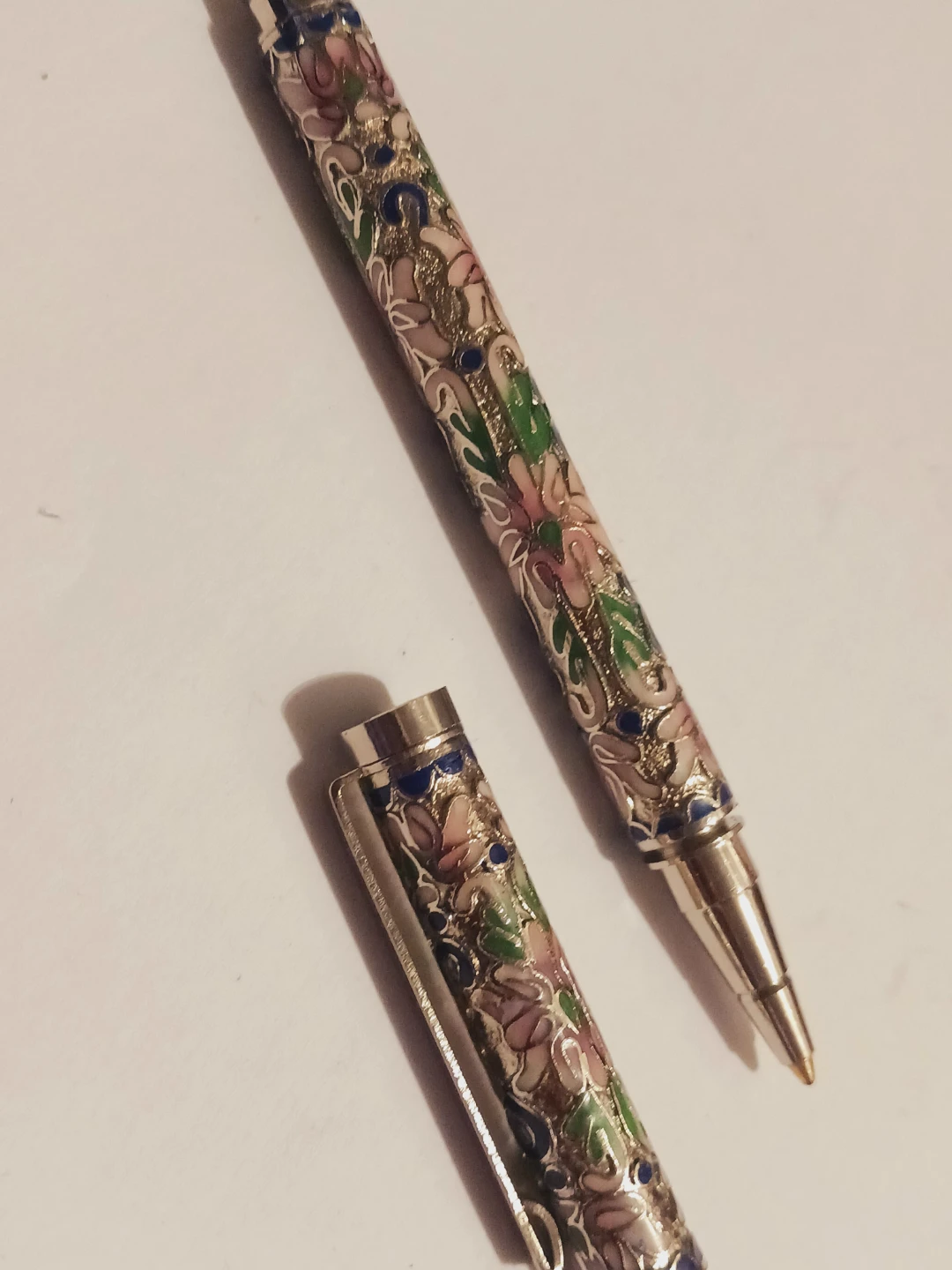 New !! Floral Cloisonne Metal Ballpoint Pen