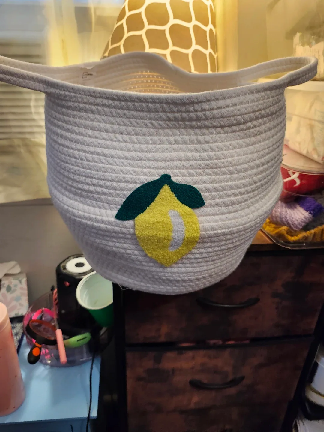 LIVINGWARE Woven Cotton Lemon Storage Basket