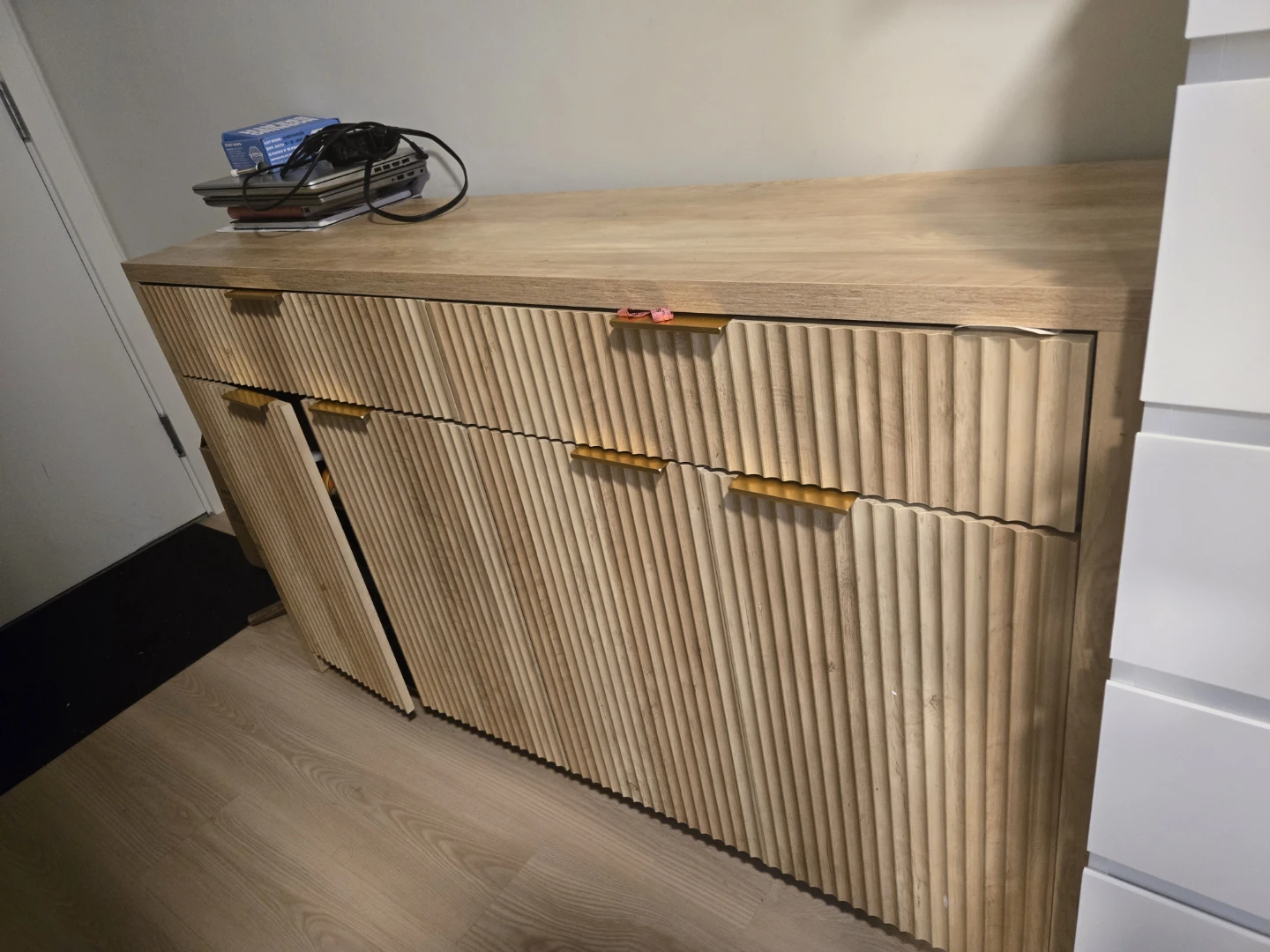 Light Wood Buffet or Sideboard with Fluted Doors
