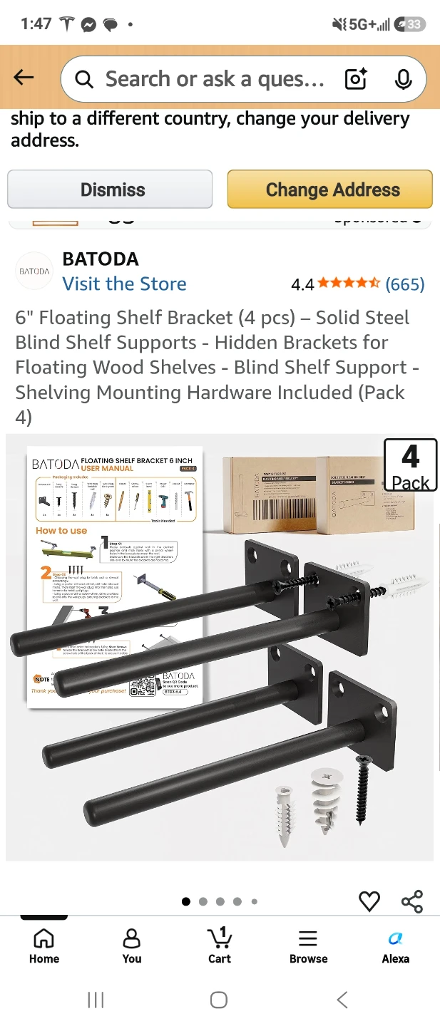 BATODA 6 inch Floating Shelf Brackets (4 pcs)