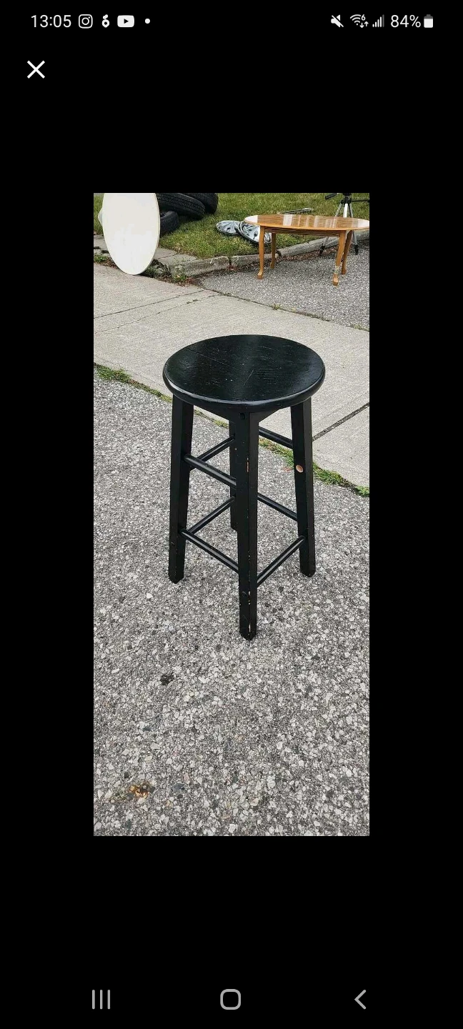 Black Wooden Bar Stool