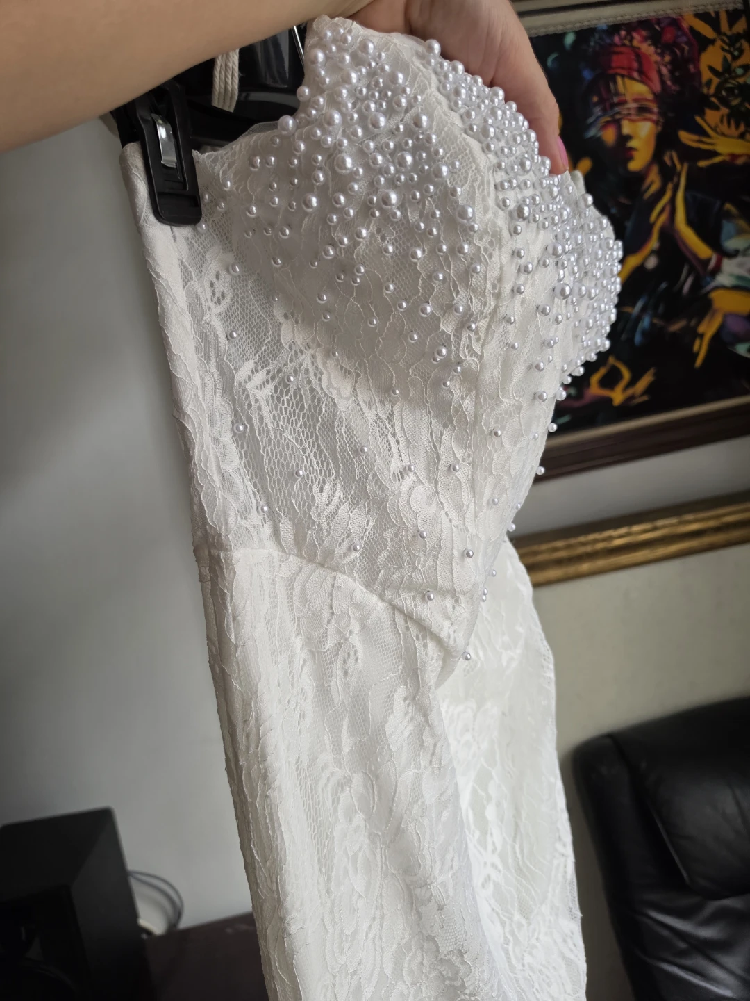 White Lace Pearl Embellished Dress 🏈 - photo 4