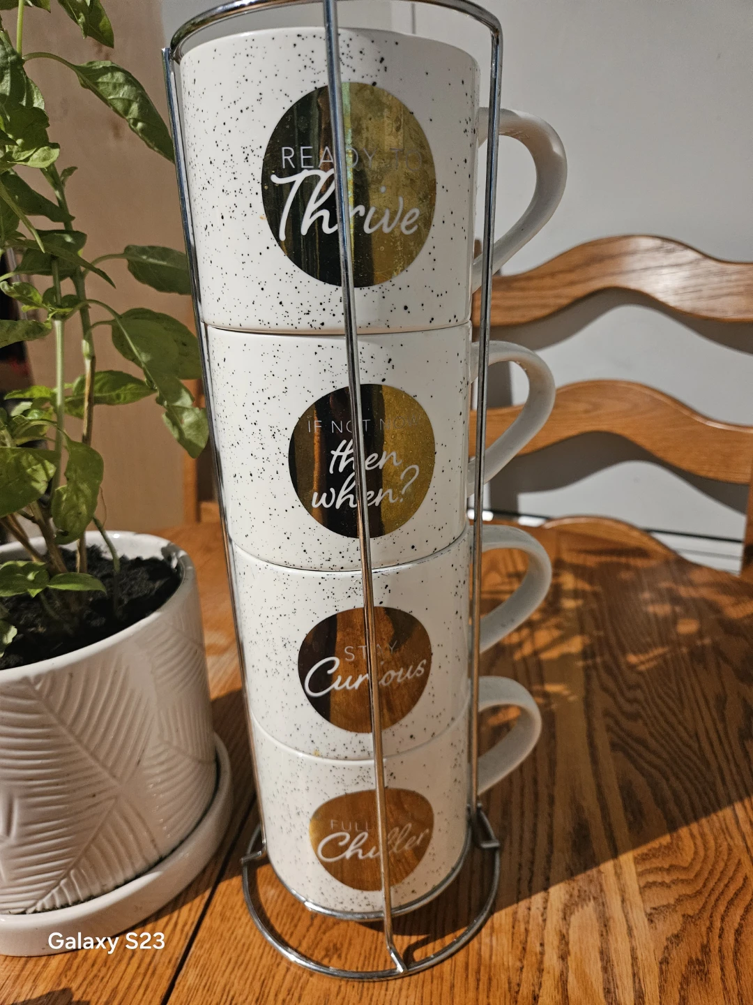 Stacking Mugs with Inspirational Quotes