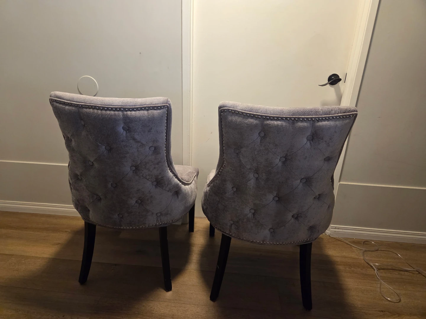 Grey Tufted Accent Chair Set - photo 2
