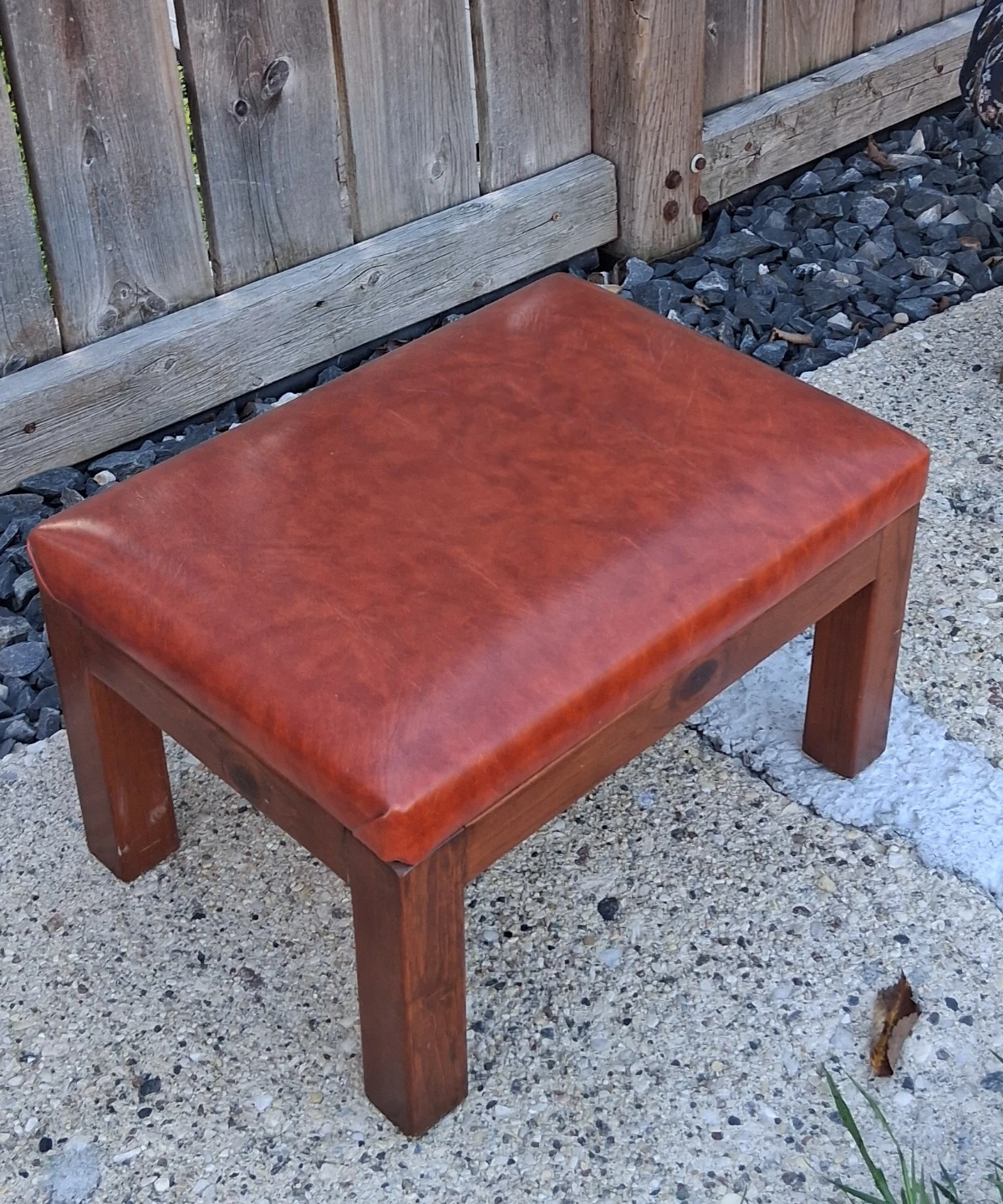 Brown Leather Ottoman Stool