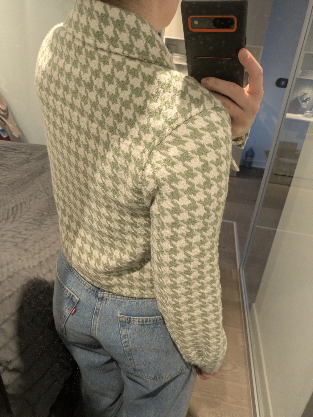 Green and white houndstooth jacket - size M - photo 2
