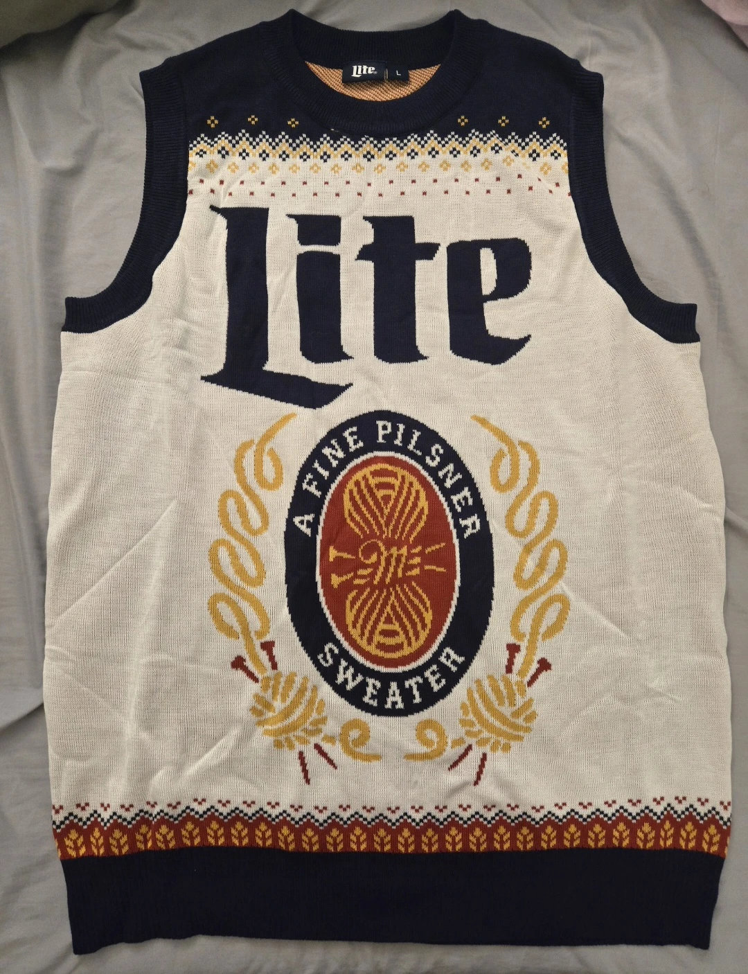 Miller Lite Holiday Sweater Vest - Size L 🏈