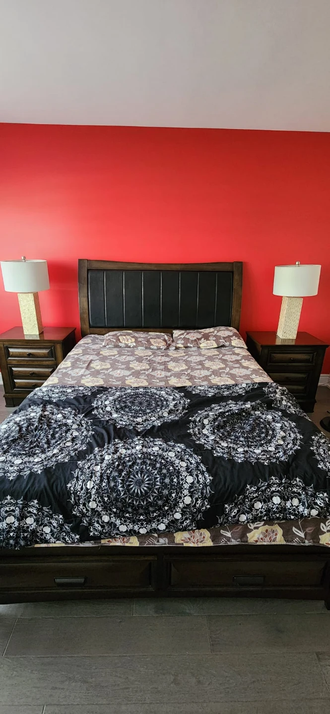 Queen Size Bed Frame with Headboard and Drawers