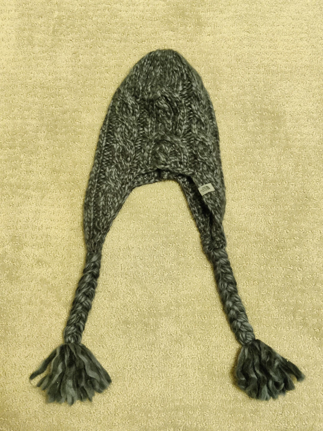 Women North Face Winter Knit Toque Hat Earflap Cable Braids - photo 3