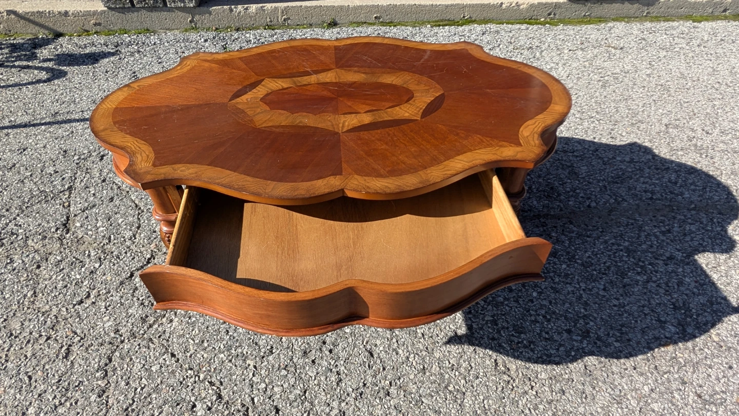 Vintage Wooden Coffee Table with Drawer - photo 2