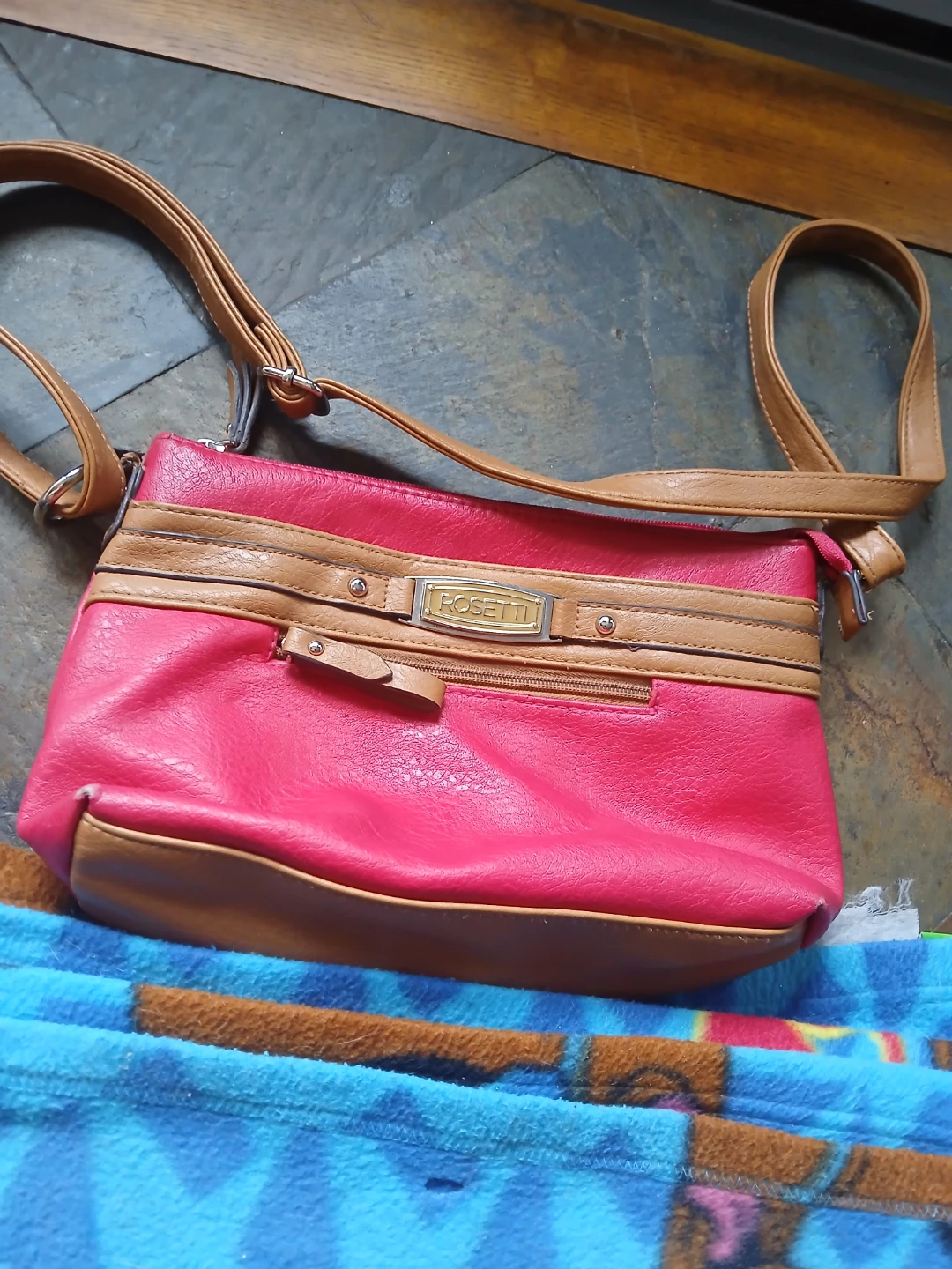 Rosetti Pink and Tan Crossbody Bag