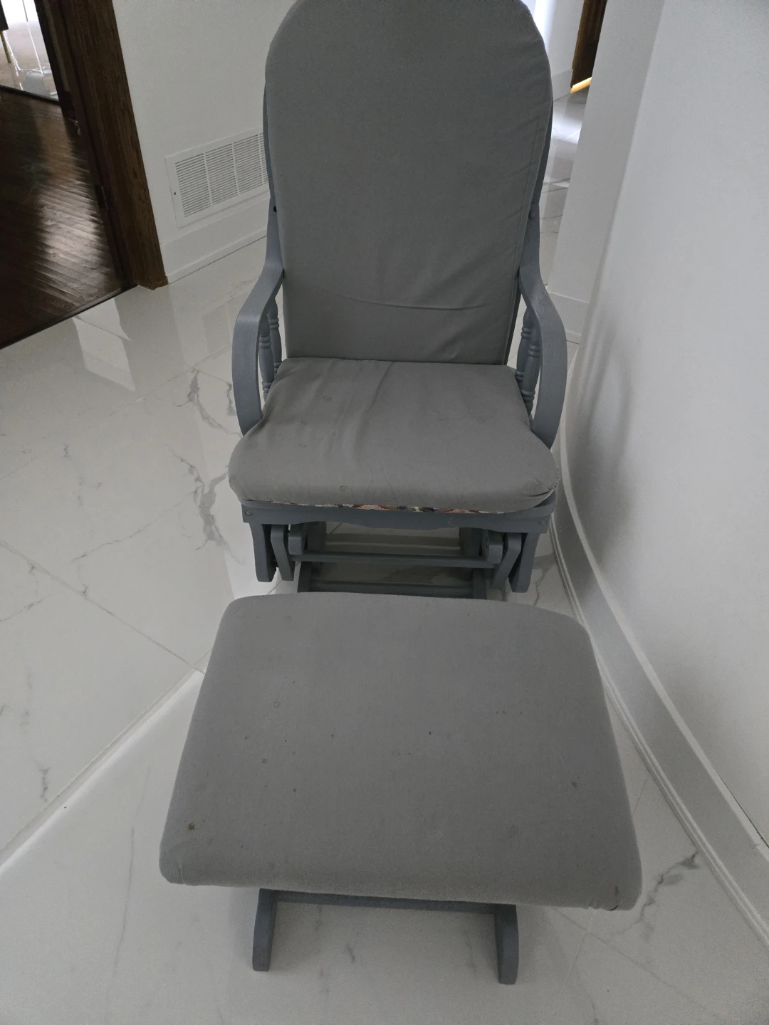 Grey Glider Rocking Chair with Ottoman - photo 2