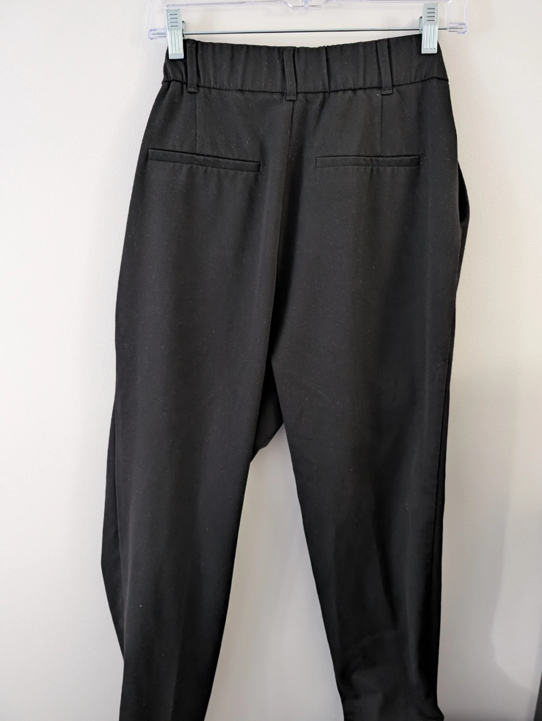 Zara black trousers work office pleated elastic waistband pants - photo 3