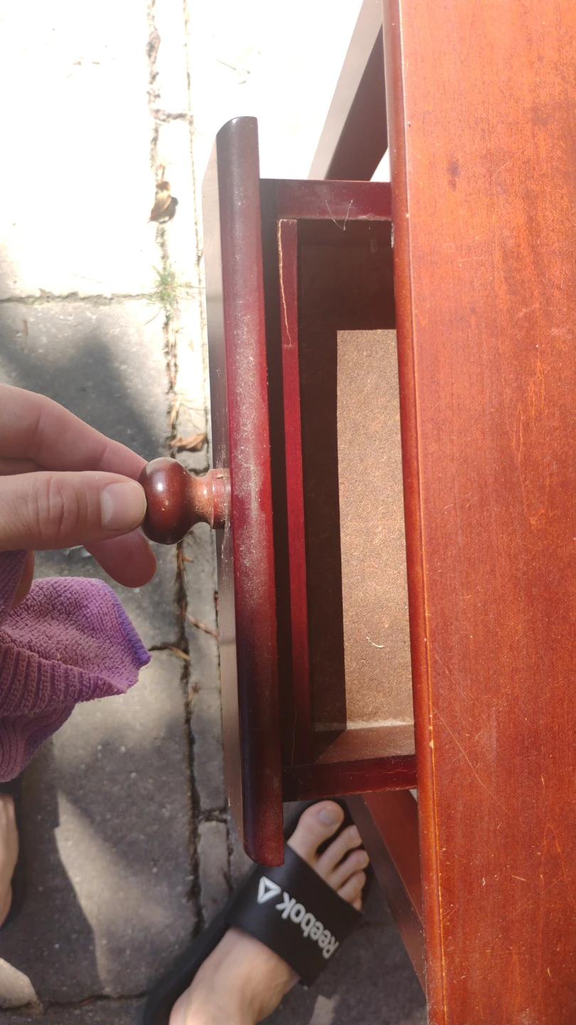 Dark Wood End Table with Drawer - photo 3