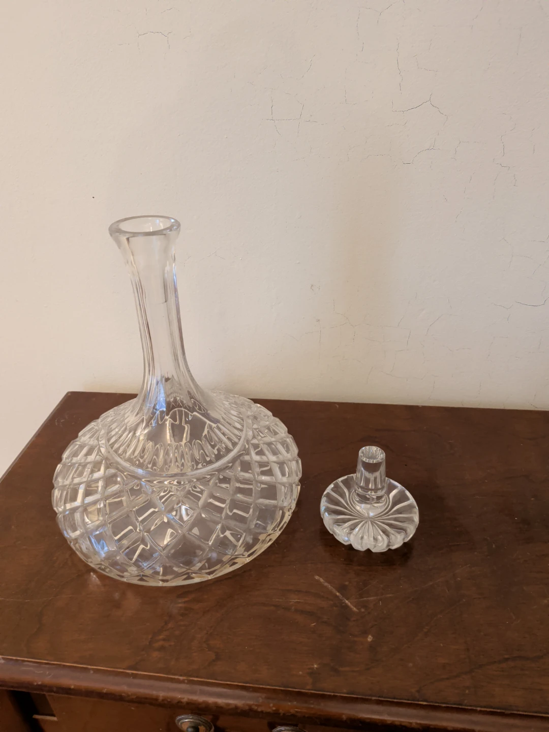 Crystal Cut Glass Decanter with Stopper - photo 2