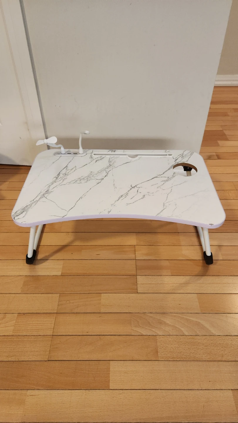 White Marble Pattern Laptop Bed Tray