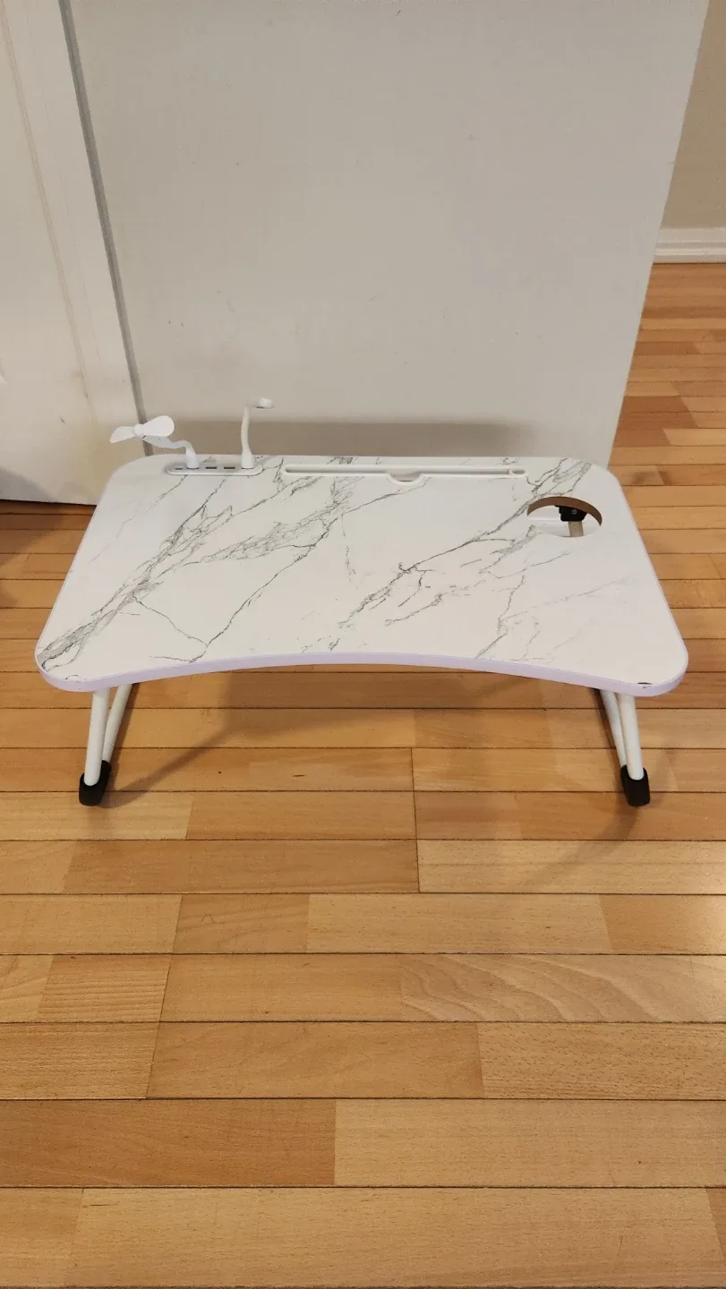 White Marble Pattern Laptop Bed Tray