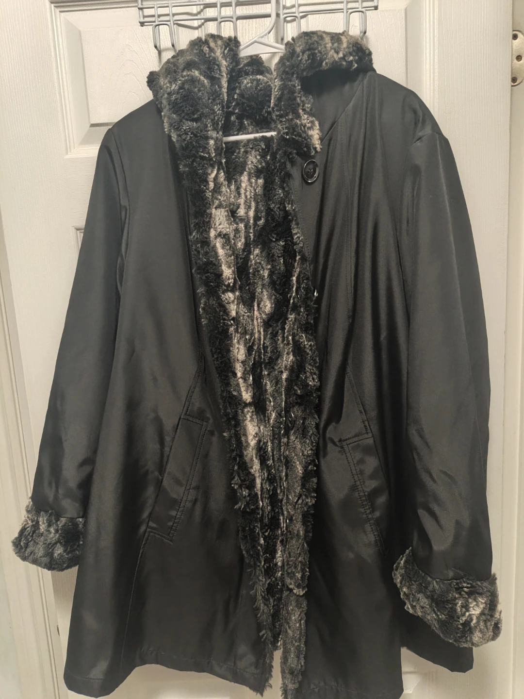 Reversible Faux Fur Hooded Coat