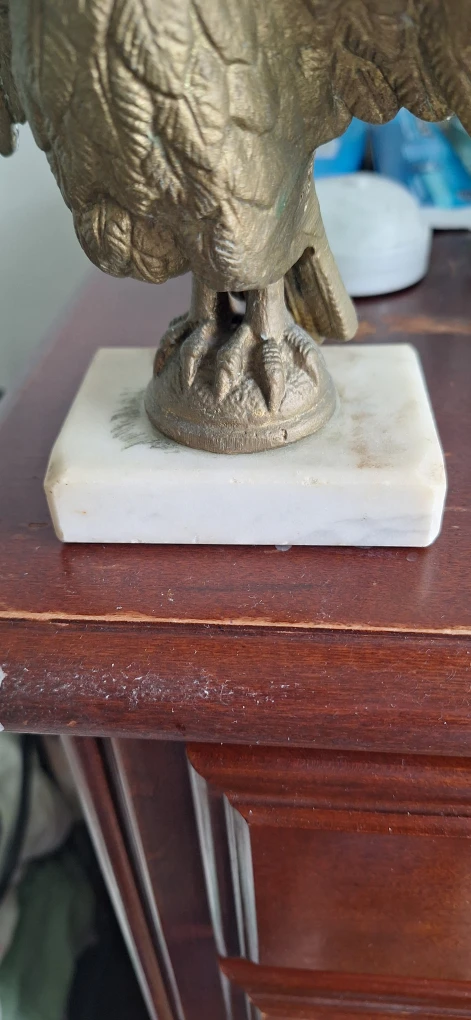 Vintage Brass Eagle Statue on Marble Base - photo 3