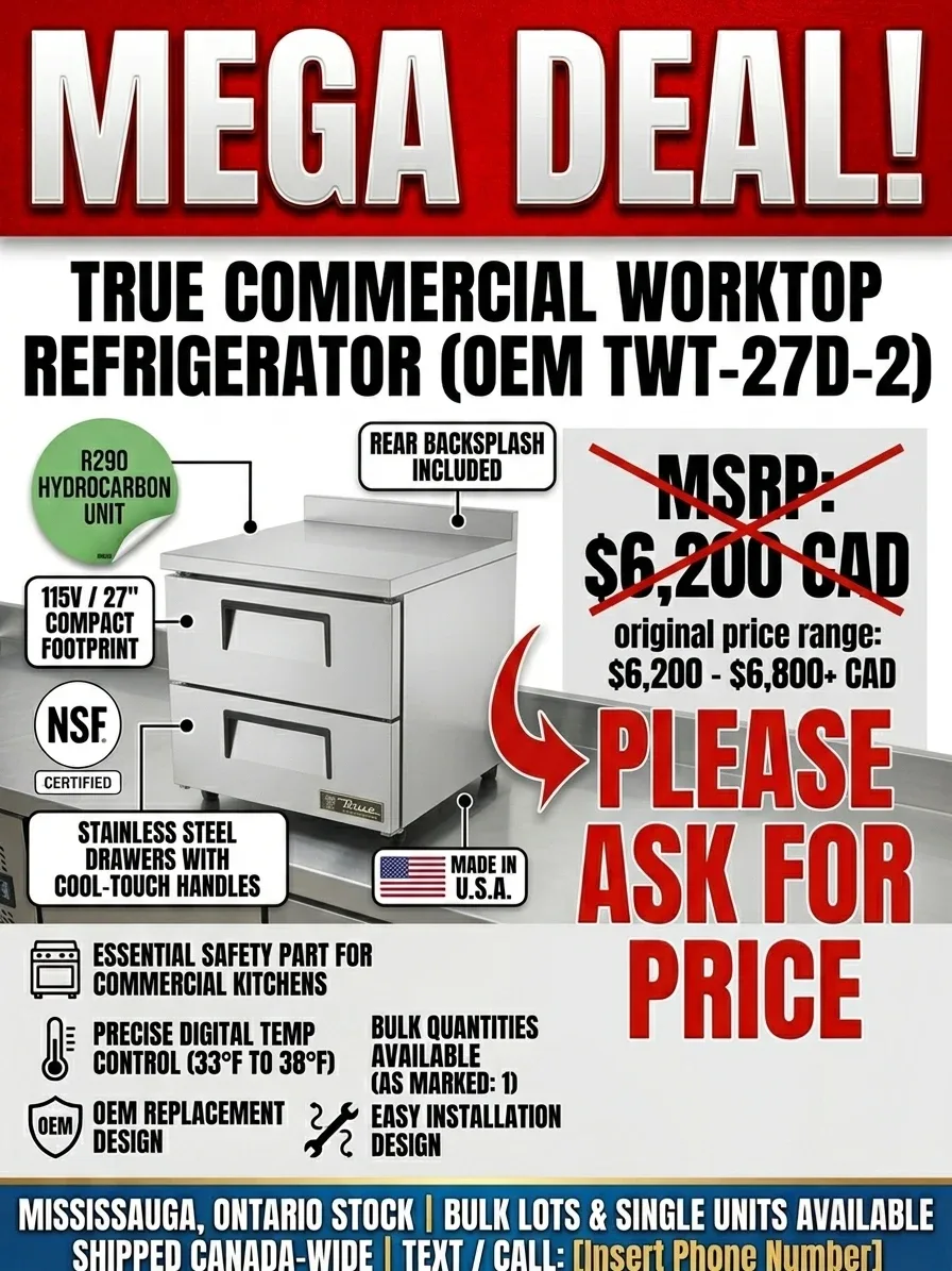True Commercial Worktop Refrigerator TWT-27D-2