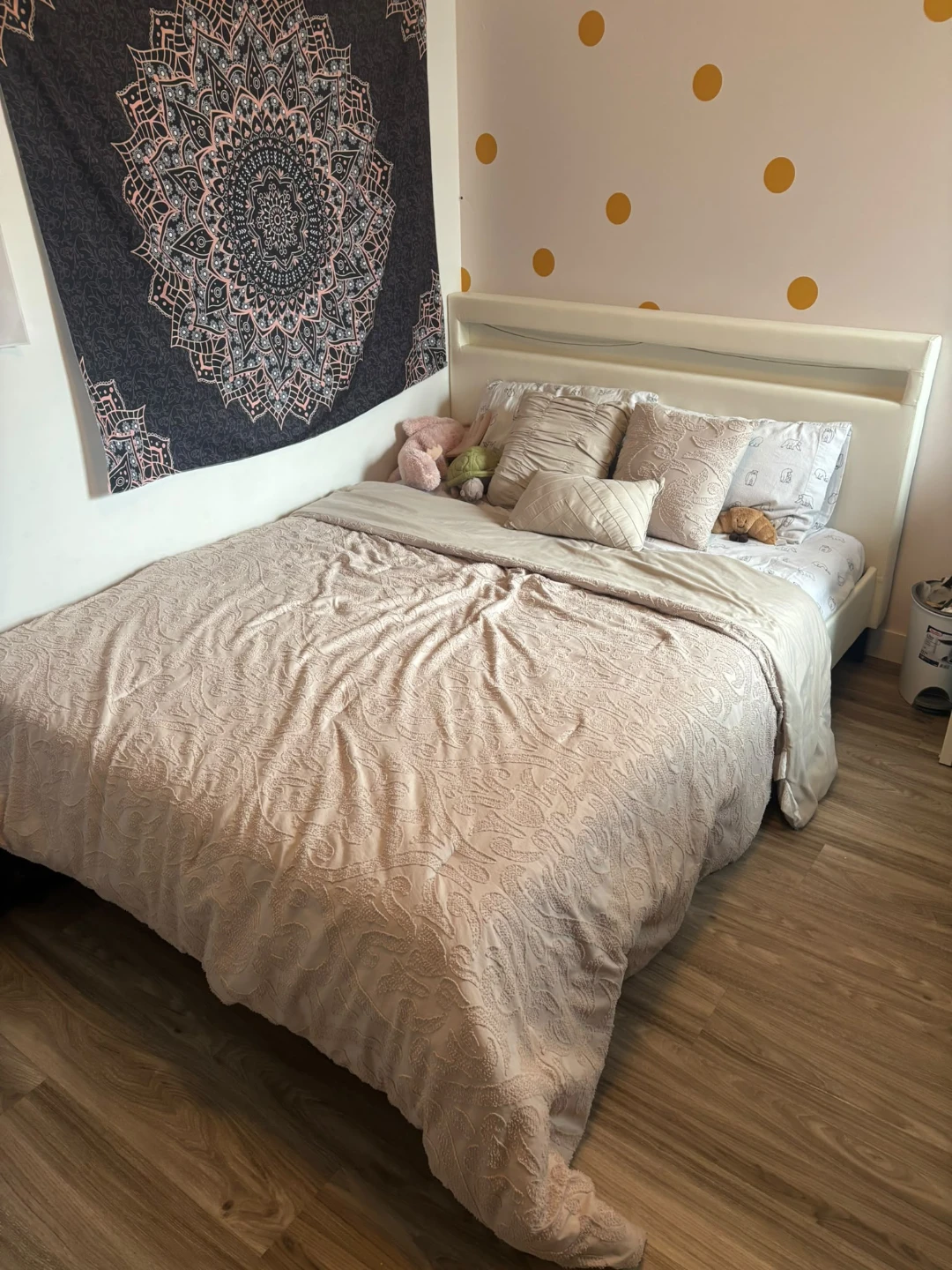Upholstered Queen Bed Frame with faux leather headboard - photo 3