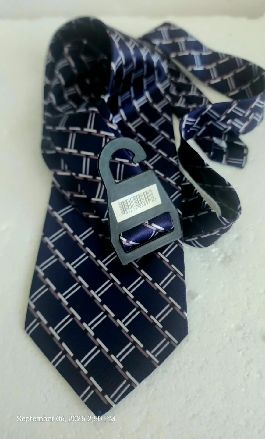 Robert Scott Adams Men's Navy Blue Geometric Grid Dress Tie - photo 2